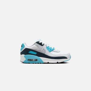 White / Grey / Blue Kids' Kith Nike GS Air Max 90 Sneakers | 5190-XFMLP