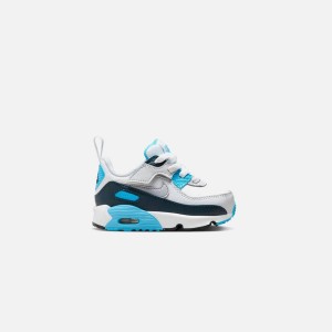 White / Grey / Blue Kids' Kith Nike TD Air Max 90 Easyon Sneakers | 0186-CAWOD