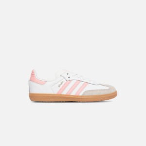 White / Pink Kids' Kith adidas Samba OG Sneakers | 6290-YLZAE