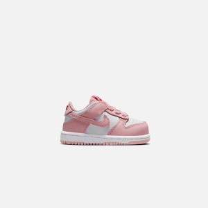 White / Pink / Burgundy Kids' Kith Nike TD Dunk Low Sneakers | 8560-MVCLZ