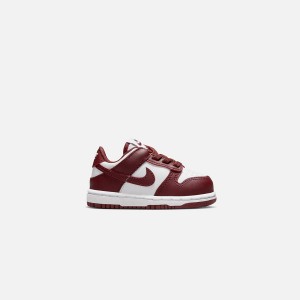White / Red Kids' Kith Nike TD Dunk Low Sneakers | 2304-CRKBF