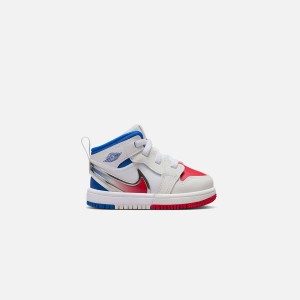 White / Red / Blue Kids' Kith Nike TD Air Jordan 1 Mid RM Easyon Sneakers | 4673-AMEOZ