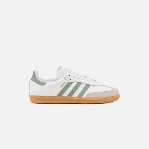 White / Silver Green Kids' Kith adidas Samba OG Sneakers | 2681-MKBOI