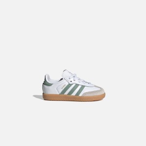 White / Silver Green Kids' Kith adidas TD Samba OG Sneakers | 9862-CVDJG