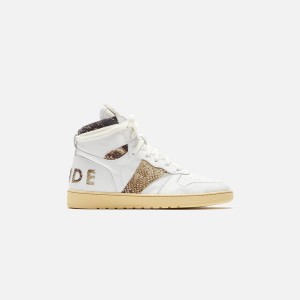 White / Snake Men Kith Rhude Rhecess High Sneakers | 4102-GFONL