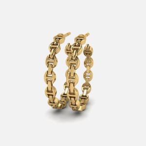 Yellow Gold Women Kith Hoorsenbuhs 33MM Hoop Earrings Jewelry | 1485-DQPJW
