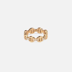 Yellow Gold Women Kith Hoorsenbuhs Dame Tri-Link Ring with Diamond Bridges Jewelry | 9138-WEATJ