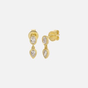 Yellow Gold Women Kith Isa Grutman Double Drop Studs 14K Gold Jewelry | 1597-JDKOL