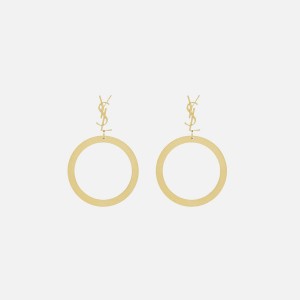 Yellow Gold Women Kith Saint Laurent Cassandre YS Hoop Earrings Jewelry | 0792-LNOYM