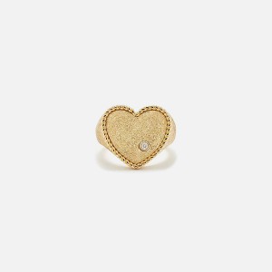 Yellow Gold Women Kith Yvonne Leon Chevaliere Coeur Pailletee Or Jaune Jewelry | 8516-UJSRN