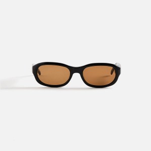 Yellow Men Kith Vintage Frames Ruby Black Acetate Sunglasses | 1489-OKMRH