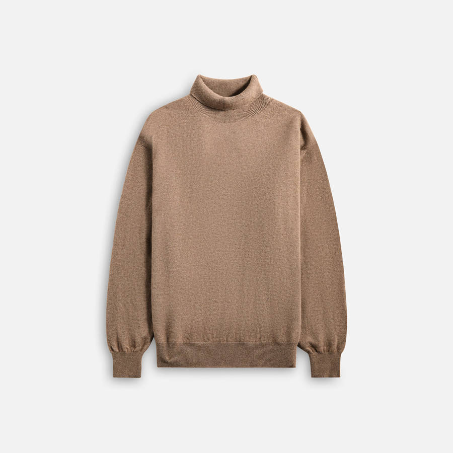 Beige Brown Men Kith Auralee Baby Cashmere Knit Turtleneck Shirts | 7805-RXBDM