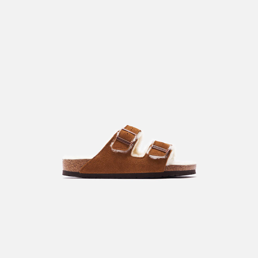 Beige Men Kith Birkenstock Arizona Shearling Sandals | 2618-QWBIE