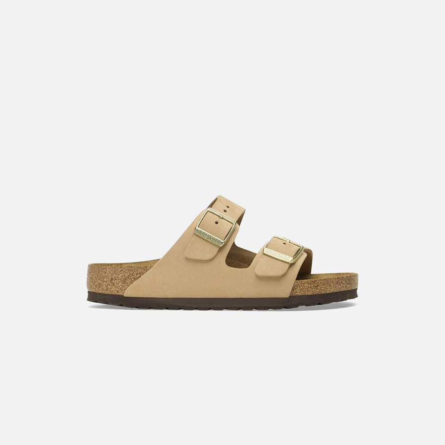 Beige Men Kith Birkenstock Arizona Soft Footbed Nubuck Sandals | 0153-JPXZK
