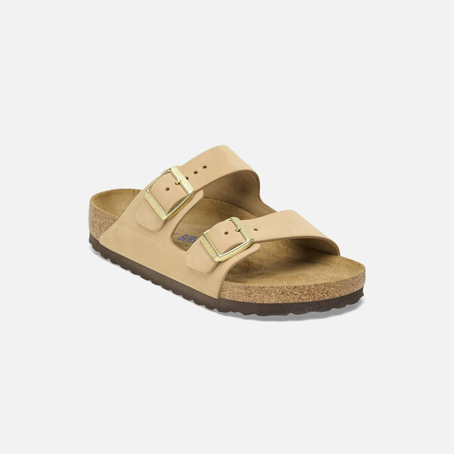 Beige Men Kith Birkenstock Arizona Soft Footbed Nubuck Sandals | 0153-JPXZK