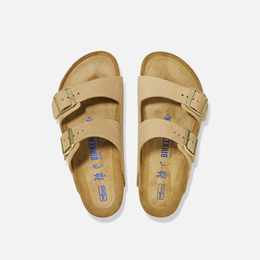 Beige Men Kith Birkenstock Arizona Soft Footbed Nubuck Sandals | 0153-JPXZK