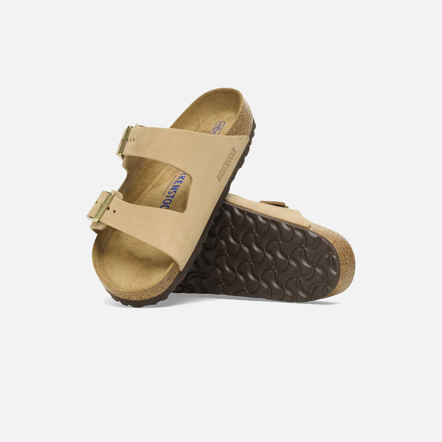 Beige Men Kith Birkenstock Arizona Soft Footbed Nubuck Sandals | 0153-JPXZK