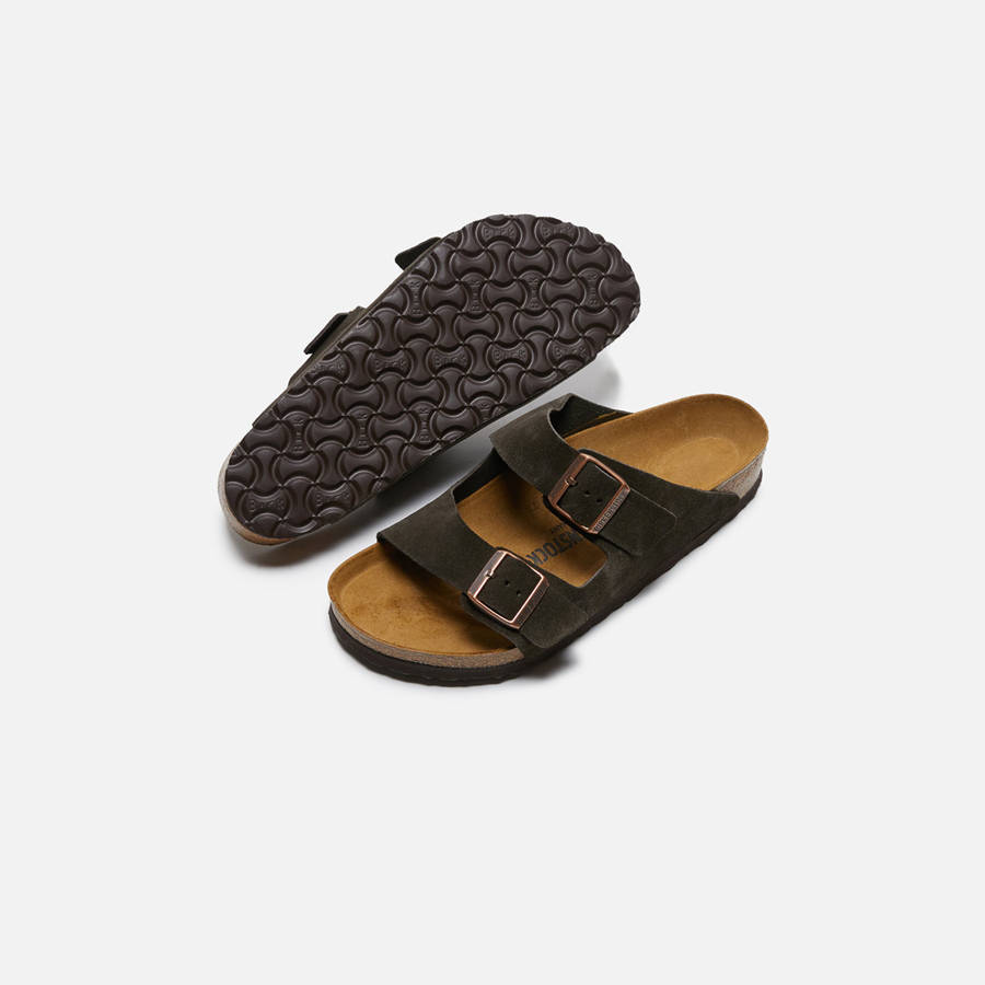 Beige Men Kith Birkenstock Arizona Suede Sandals | 7162-ZWKSQ