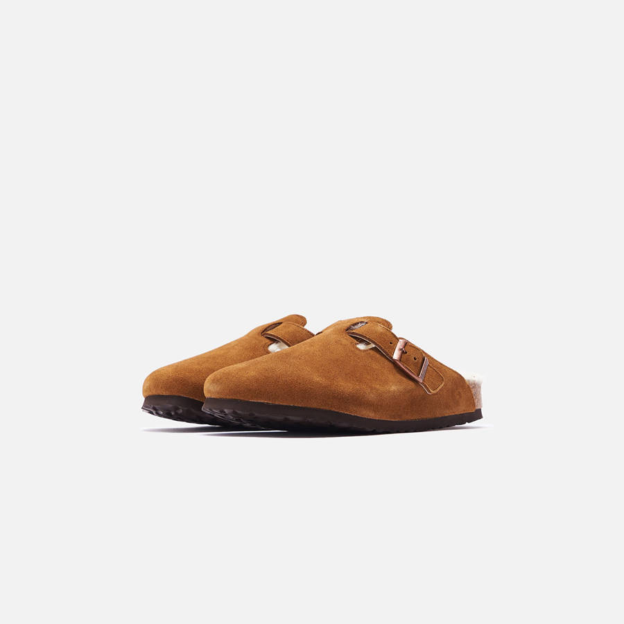 Beige Men Kith Birkenstock Boston Shearling Sandals | 2195-RTVQB