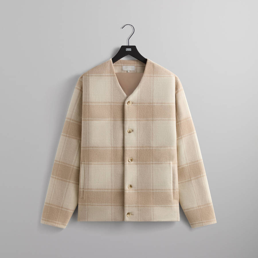 Beige Men Kith Double Faced Wool Jonah Liner Jackets | 6524-XIVDT