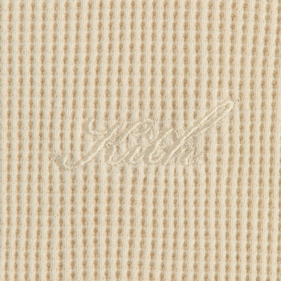 Beige Men Kith Micro Waffle Colby Pullover Sweatshirts | 2149-ZYPHM