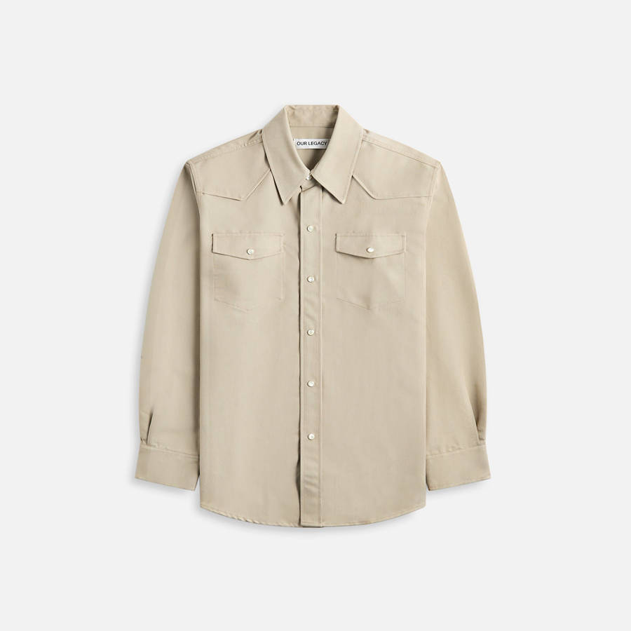 Beige Men Kith Our Legacy Frontier Lucid Pistachio Rural Wool Shirts | 5792-CFEJY