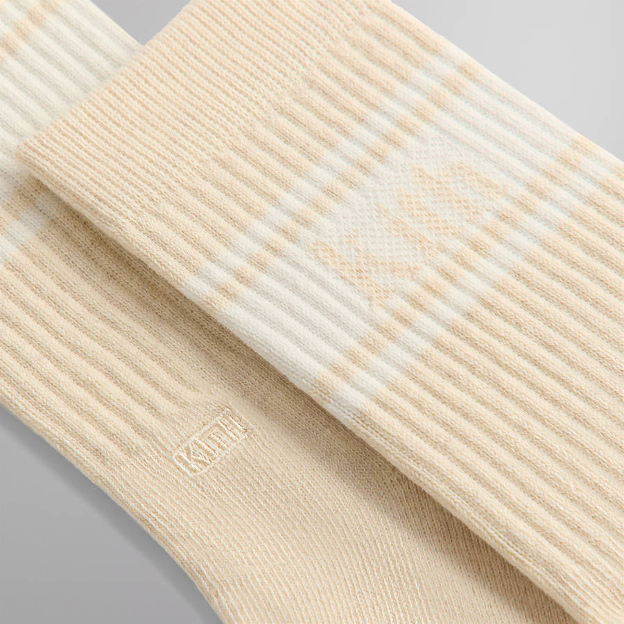 Beige Men Kith Serif Jacquard Striped Crew Socks | 2781-FBDRW