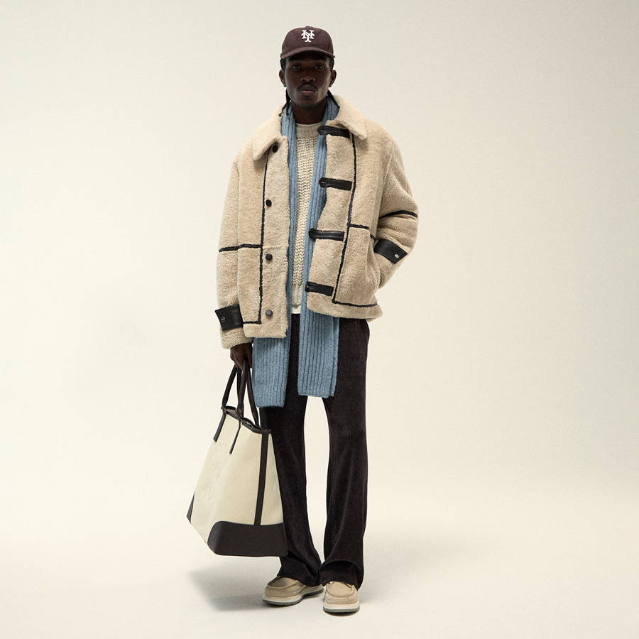 Beige Men Kith Shearling Lucian Jackets | 9108-EFUTV