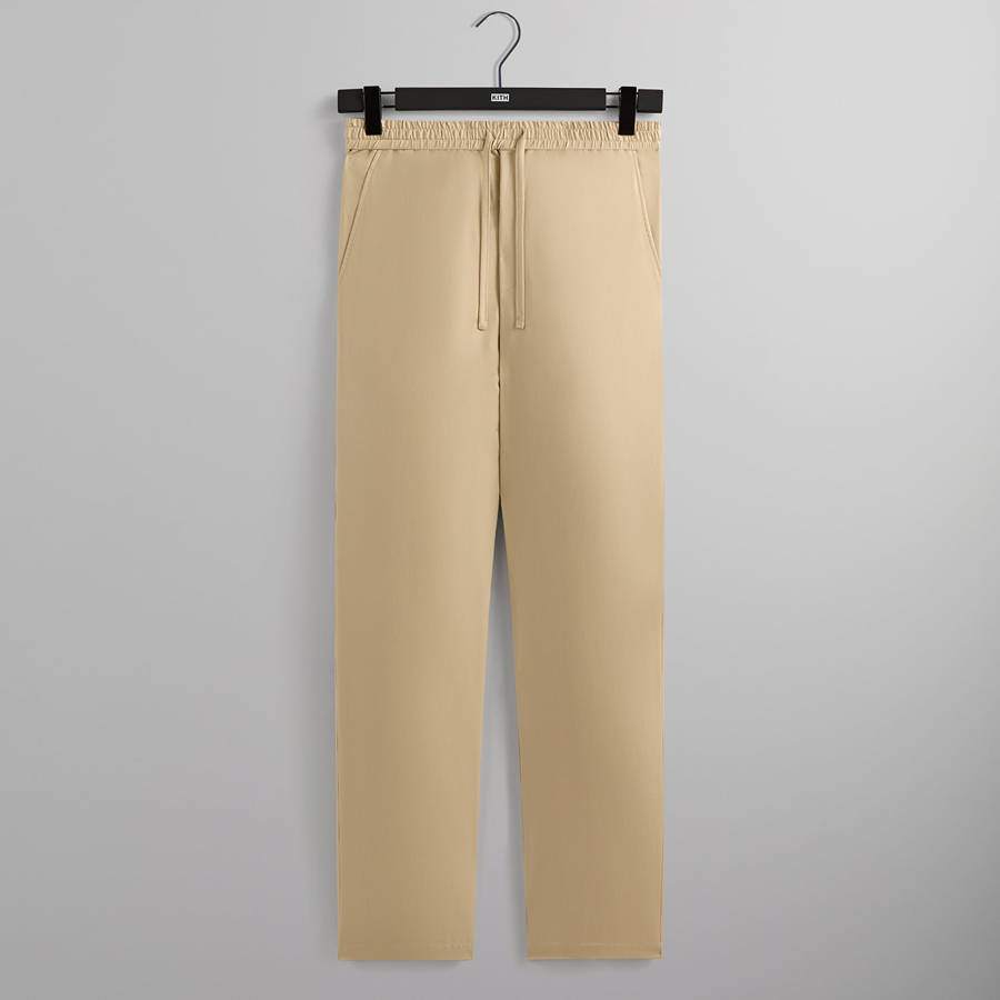 Beige Men Kith Silk Cotton Barrow Pants | 5326-LGTQE