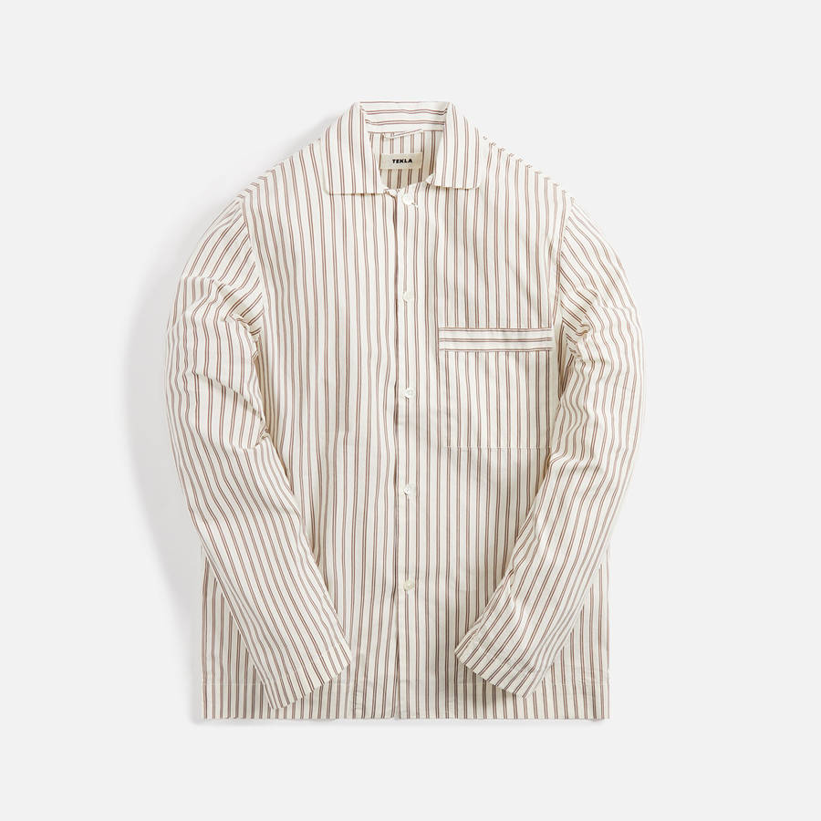 Beige Men Kith Tekla Poplin Long Sleeve Pajama Shirt Underwear | 2960-BWDNU