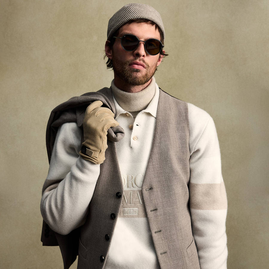 Beige Men Kith and Giorgio Armani Cashmere Harmon Rugby Shirts | 8790-XIGAW