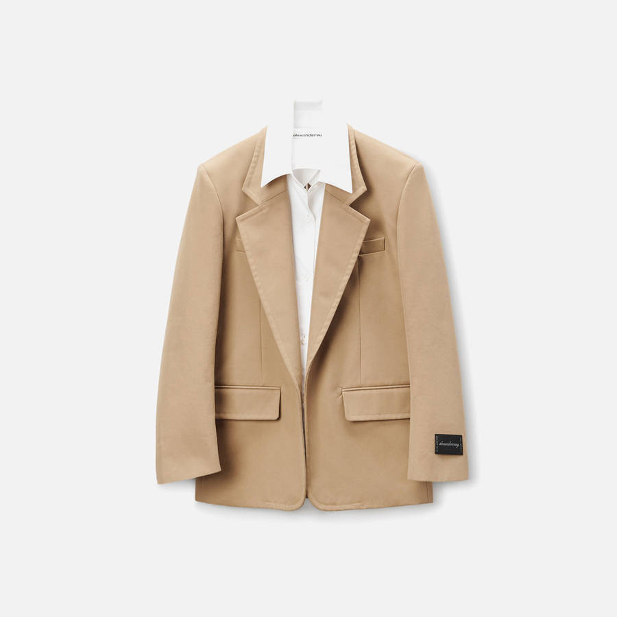 Beige Women Kith Alexander Wang Prestyled Oversized Boxy Blazer Jackets | 3152-NZUQV