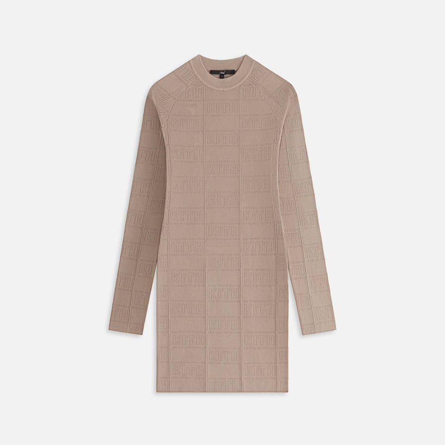 Beige Women Kith Cassan Monogram Pointelle Dress | 4318-UTVOP