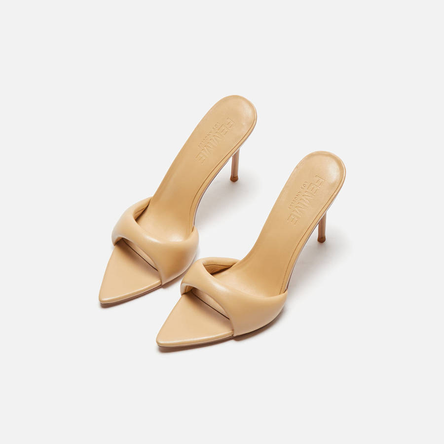 Beige Women Kith Femme LA Saint Slipper Heels | 2536-WZFSI