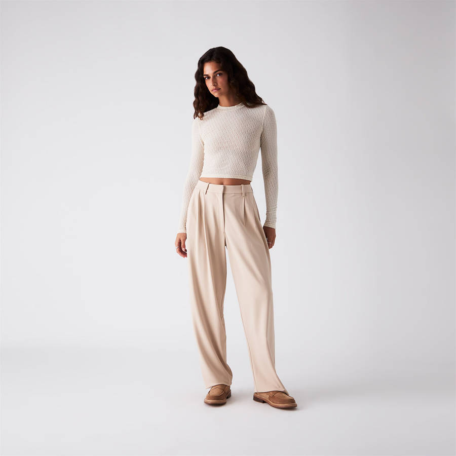 Beige Women Kith Mulberry Monogram Mesh Long Sleeve T-Shirt | 2650-MFSNQ