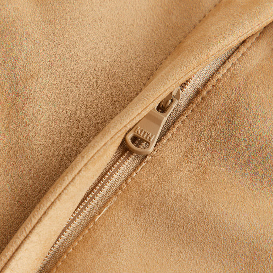 Beige Women Kith Nylas Microsuede Zip Hooded Bomber Jackets | 2153-DLSYJ