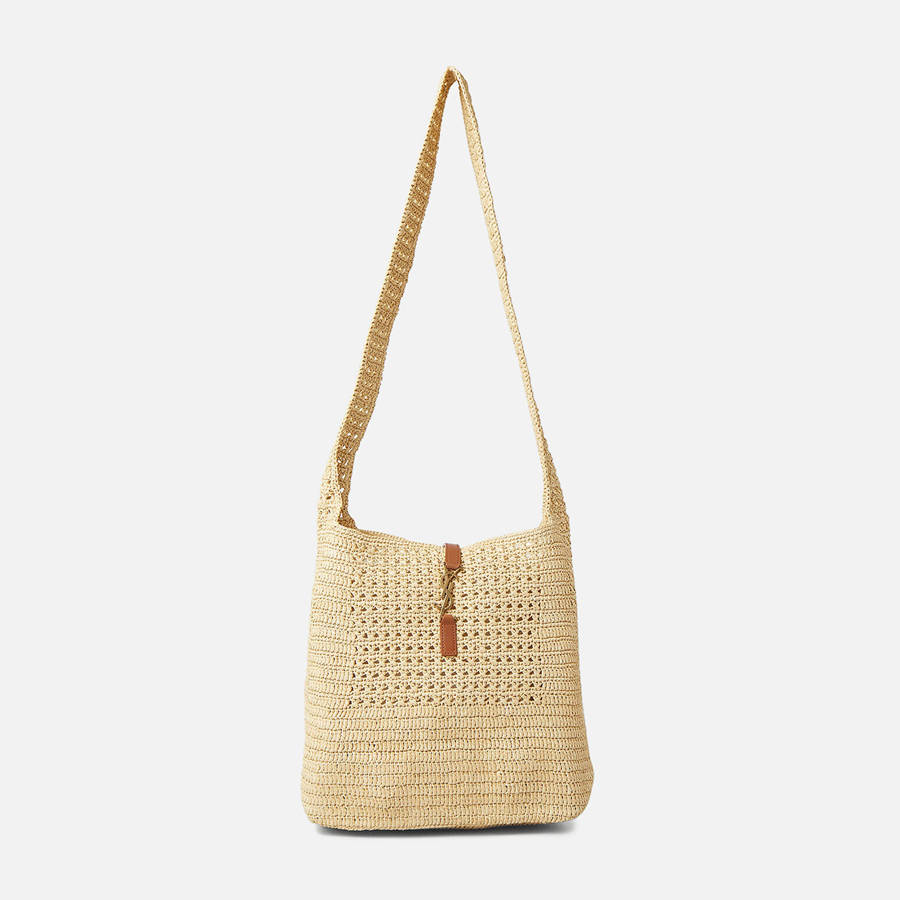 Beige Women Kith Saint Laurent YSL Fantaisie Raffia Crochet Hobo Bags | 3789-VHJIX