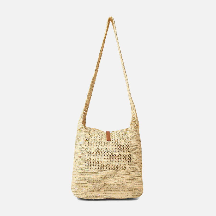 Beige Women Kith Saint Laurent YSL Fantaisie Raffia Crochet Hobo Bags | 3789-VHJIX