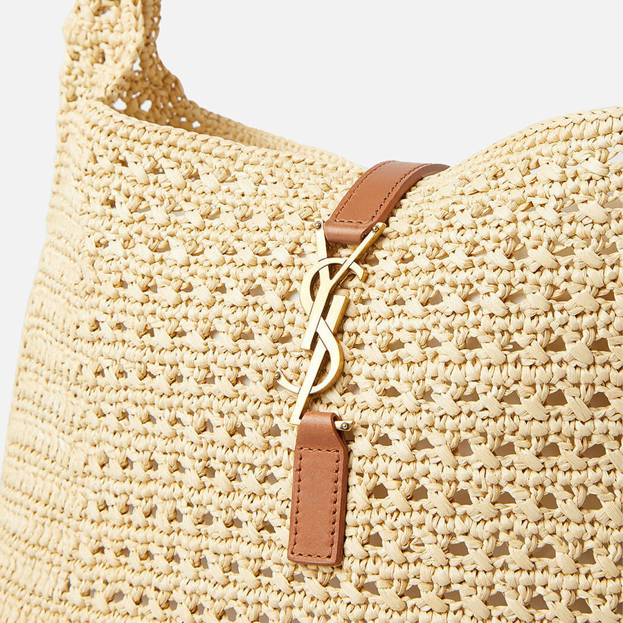 Beige Women Kith Saint Laurent YSL Fantaisie Raffia Crochet Hobo Bags | 3789-VHJIX