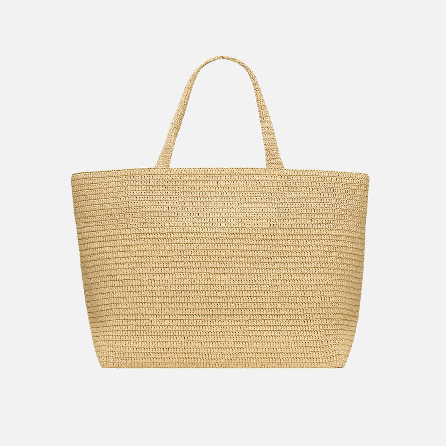 Beige Women Kith Saint Laurent YSL Shopping Raffia Tote Bags | 0743-LMZGP