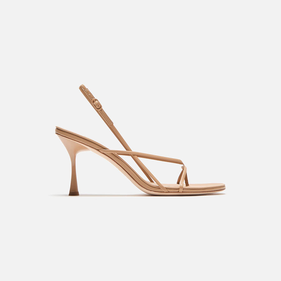 Beige Women Kith Studio Amelia Wishbone 90 Heels | 0823-SKTXM
