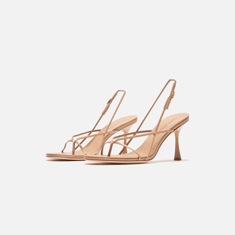 Beige Women Kith Studio Amelia Wishbone 90 Heels | 0823-SKTXM