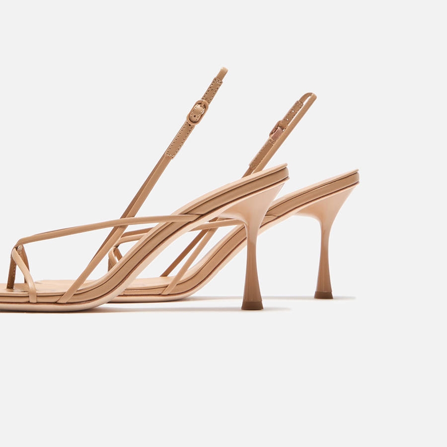 Beige Women Kith Studio Amelia Wishbone 90 Heels | 0823-SKTXM