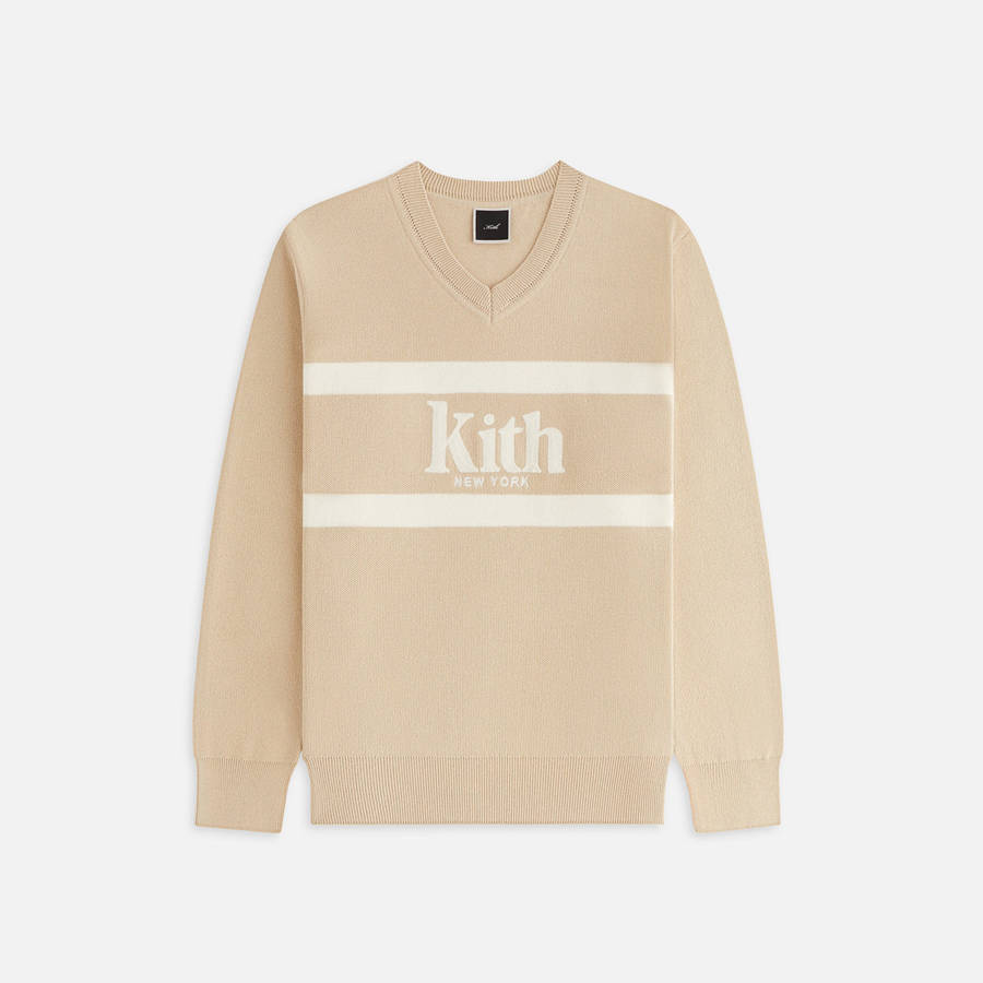 Beige Women Kith Verone V-Neck Sweaters | 9678-DPRSE
