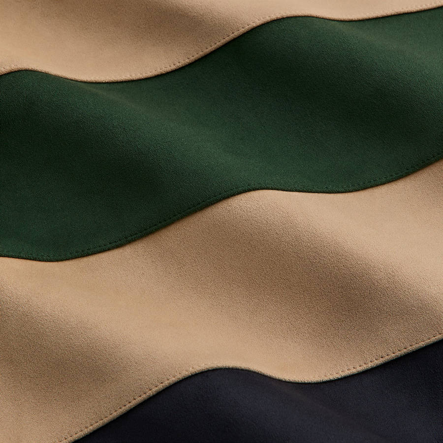 Beige / Green Men Kith Stripe Microsuede Tanner Pullover Sweatshirts | 4286-FZJMS