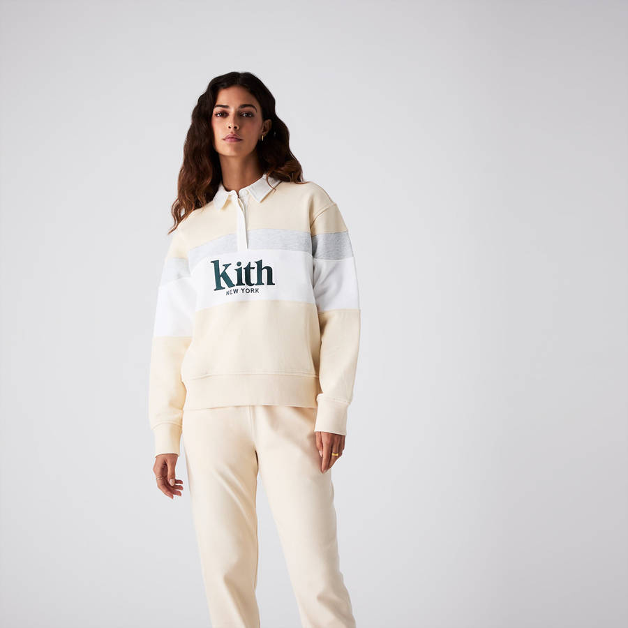 Beige / White / Grey Women Kith Emery New York Rugby Shirts | 9381-ZCUHE