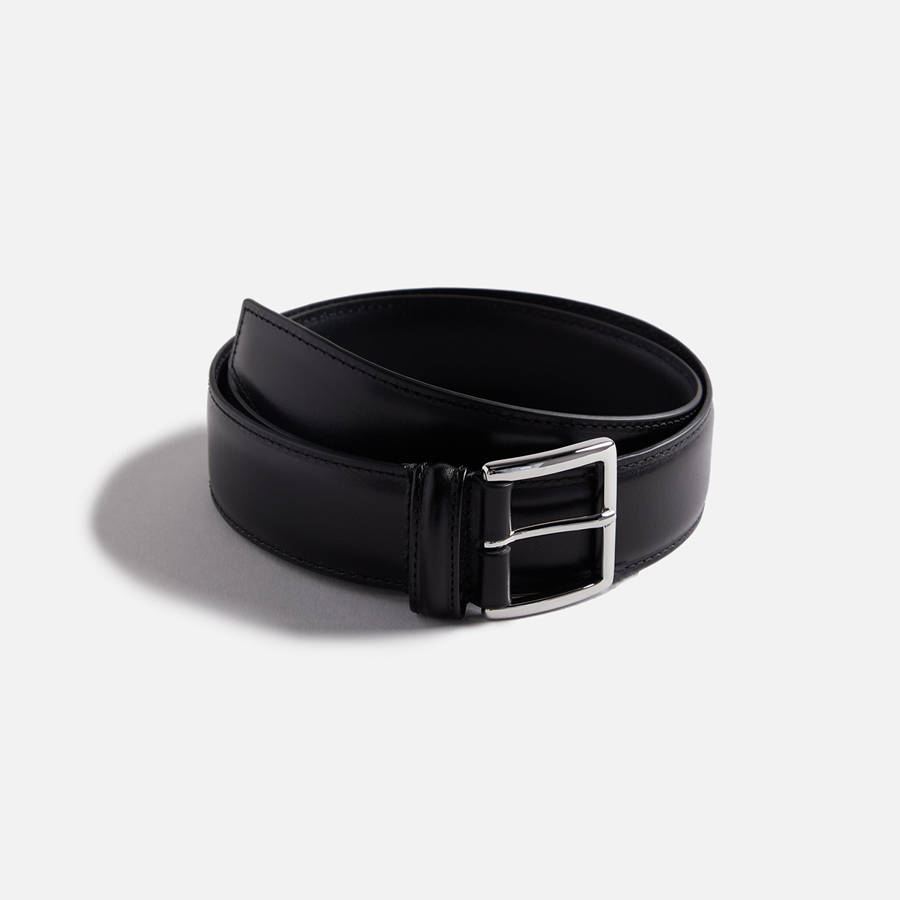 Black Men Kith Anderson\'s Stitched Trimmed Semi Formal Leather Belts | 5093-ODRJA