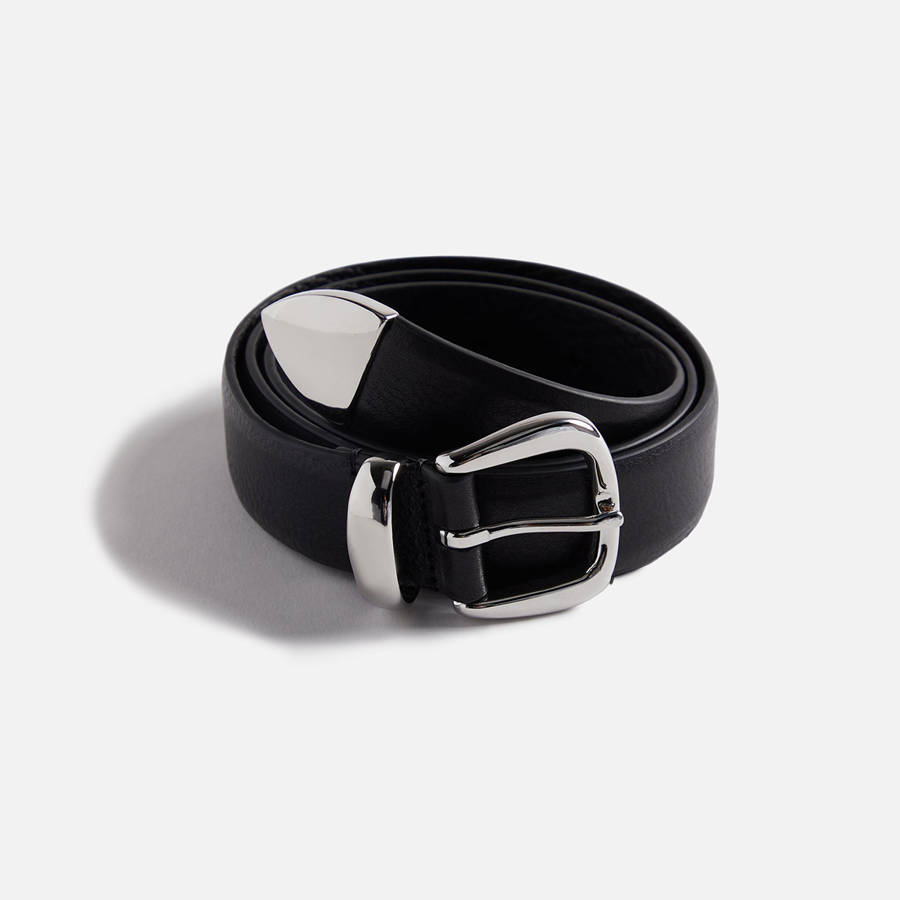 Black Men Kith Anderson's Tanned Leather With Metal Tip And Keeper Belts | 2839-DVBCM