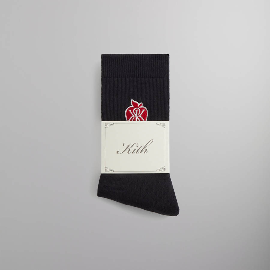 Black Men Kith Apple Crest Embroidered Socks | 6752-GDMTH