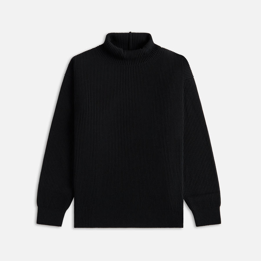 Black Men Kith Auralee Super Fine Wool Rib Knit Turtleneck Shirts | 8079-DFVQO